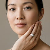 White gold Three-Stone Emerald Cut Tension Band Ring with Four-Prong Setting_7