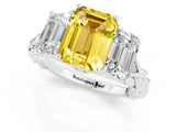 White gold Three-Stone Emerald Cut Yellow Sapphire Braided Band Ring with Four-Prong Setting_61