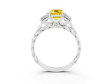 White gold Three-Stone Emerald Cut Yellow Sapphire Braided Band Ring with Four-Prong Setting_63