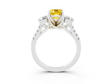 White gold Three-Stone Emerald Cut Yellow Sapphire Pavé Band with Four-Prong Setting_27