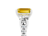 White gold Three-Stone Emerald Cut Yellow Sapphire Pavé Band with Four-Prong Setting_29