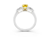 White gold Three-Stone Emerald Cut Yellow Sapphire Ring with Pear Side Stones and Four-Prong Setting_27