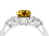 White gold Three-Stone Emerald Cut Yellow Sapphire Ring with Pear  Side Stones in Four-Prong Setting_16