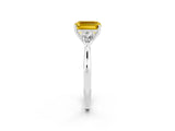 White gold Three-Stone Emerald Cut Yellow Sapphire Ring with Pear  Side Stones in Four-Prong Setting_50