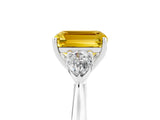 White gold Three-Stone Emerald Cut Yellow Sapphire Ring with Pear  Side Stones in Four-Prong Setting_53