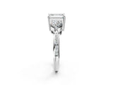 White gold Three-Stone Emerald Diamond Channel Set Engagement Ring with Prong Setting_5