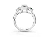 White gold Three-Stone Emerald Diamond Channel Set Engagement Ring with Prong Setting_6