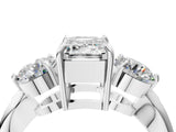 White gold Three-Stone Emerald Diamond Channel Set Engagement Ring with Prong Setting_7