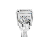 White gold Three-Stone Emerald Diamond Channel Set Engagement Ring with Prong Setting_8