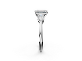 White gold Three-Stone Emerald Diamond Ring with Pear Side Stones in Four-Prong Setting_112