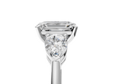 White gold Three-Stone Emerald Diamond Ring with Pear Side Stones in Four-Prong Setting_115