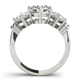 White gold Three-Stone Emerald and Princess Cut Diamond Ring with Channel Band and Four-Prong Setting 1
