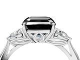 White gold Three-Stone Fancy Black Asscher Cut Brilliant Diamond Solitaire Ring with Tapered Band and Four-Prong Setting_35