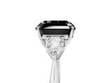White gold Three-Stone Fancy Black Asscher Cut Brilliant Diamond Solitaire Ring with Tapered Band and Four-Prong Setting_36