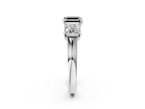 White gold Three-Stone Fancy Black Asscher Cut Brilliant Diamond Trellis Ring with Comfort Fit Band_14
