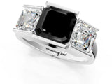 White gold Three Stone Fancy Black Asscher Cut Cut Channel Set Diamond Ring_25