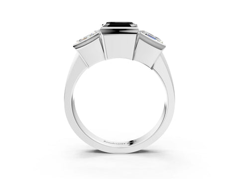 White gold Three Stone Fancy Black Asscher Cut Cut Channel Set Diamond Ring_27