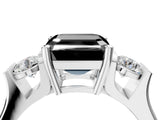 White gold Three-Stone Fancy Black Asscher Cut Cut Classic Band Prong Setting Ring_4