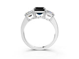 White gold Three-Stone Fancy Black Asscher Cut Cut Diamond Engagement Ring with Flat Band and Four-Prong Setting_15