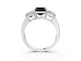 White gold Three-Stone Fancy Black Asscher Cut Cut Diamond Engagement Ring with Flat Band and Four-Prong Setting_15