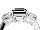 White gold Three-Stone Fancy Black Asscher Cut Cut Diamond Engagement Ring with Flat Band and Four-Prong Setting_16