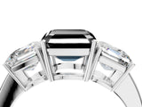 White gold Three-Stone Fancy Black Asscher Cut Cut Diamond Engagement Ring with Flat Band and Four-Prong Setting_16