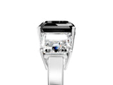 White gold Three-Stone Fancy Black Asscher Cut Cut Diamond Engagement Ring with Flat Band and Four-Prong Setting_17