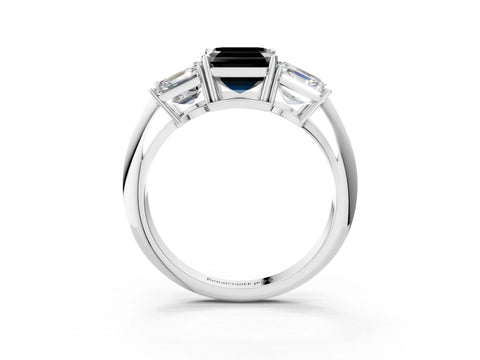White gold Three-Stone Fancy Black Asscher Cut Cut Diamond Engagement Ring with Prong Setting on a White Gold Band_39