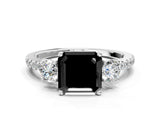 White gold Three-Stone Fancy Black Asscher Cut Cut Diamond Pavé Band with Prong Setting_27