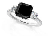 White gold Three-Stone Fancy Black Asscher Cut Cut Diamond Pavé Band with Prong Setting_28