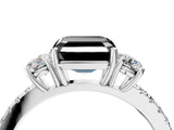 White gold Three-Stone Fancy Black Asscher Cut Cut Diamond Pavé Band with Prong Setting_31