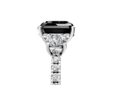 White gold Three-Stone Fancy Black Asscher Cut Cut Diamond Pavé Band with Prong Setting_32