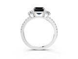 White gold Three-Stone Fancy Black Asscher Cut Cut Diamond Pavé Band with Prong Setting_33
