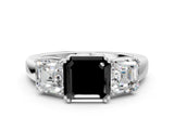 White gold Three-Stone Fancy Black Asscher Cut Cut Diamond Ring with Channel Set Band and Four-Prong Setting_12
