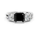 White gold Three-Stone Fancy Black Asscher Cut Cut Diamond Ring with Channel Set Band and Four-Prong Setting_12