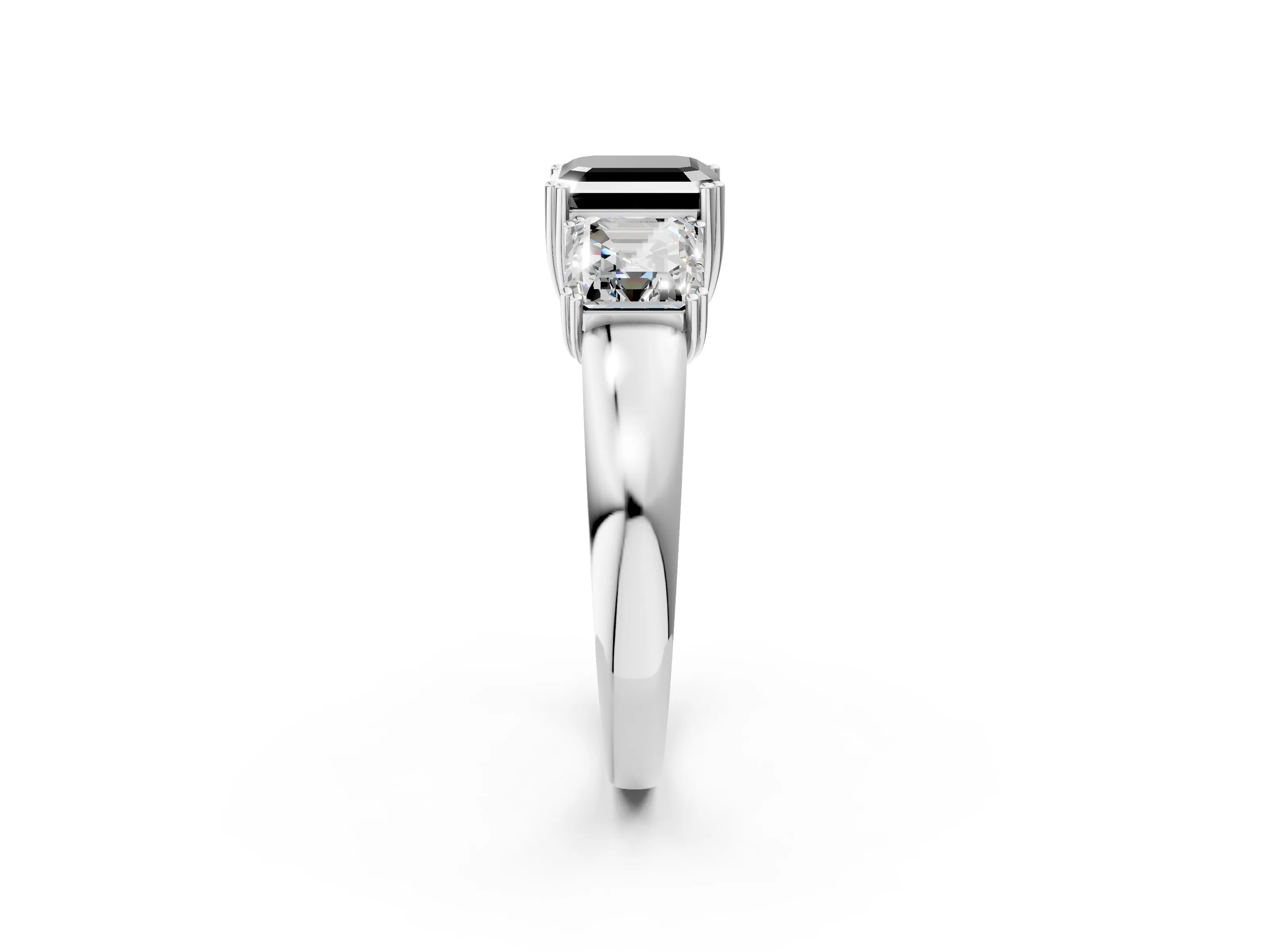White gold Three-Stone Fancy Black Asscher Cut Cut Diamond Ring with Channel Set Band and Four-Prong Setting_2