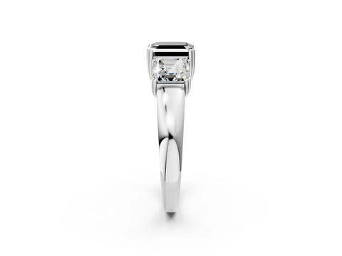 White gold Three-Stone Fancy Black Asscher Cut Cut Diamond Ring with Channel Set Band and Four-Prong Setting_2