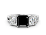 White gold Three-Stone Fancy Black Asscher Cut Cut Diamond Ring with Channel Set Band and Four-Prong Setting_36