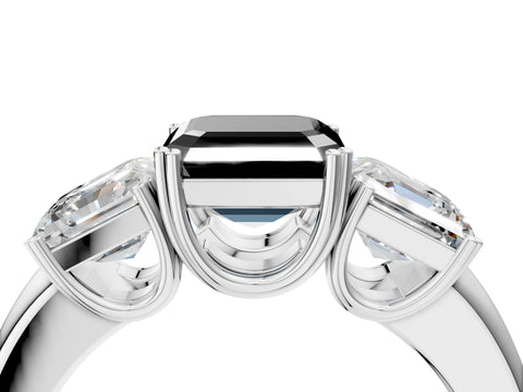 White gold Three-Stone Fancy Black Asscher Cut Cut Diamond Ring with Channel Set Band and Four-Prong Setting_4