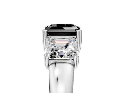 White gold Three-Stone Fancy Black Asscher Cut Cut Diamond Ring with Channel Set Band and Four-Prong Setting_5