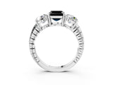White gold Three-Stone Fancy Black Asscher Cut Cut Diamond Ring with Channel-Set Band and Prong Setting_15