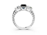 White gold Three-Stone Fancy Black Asscher Cut Cut Diamond Ring with Channel-Set Band and Prong Setting_23
