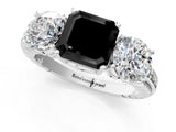 White gold Three-Stone Fancy Black Asscher Cut Cut Diamond Ring with Channel-Set Band and Prong Setting_25