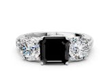 White gold Three-Stone Fancy Black Asscher Cut Cut Diamond Ring with Channel-Set Band and Prong Setting_35