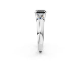 White gold Three-Stone Fancy Black Asscher Cut Cut Diamond Ring with Prong Setting and Classic Band_2