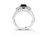 White gold Three-Stone Fancy Black Asscher Cut Cut Diamond Ring with Prong Setting and Classic Band_3