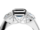 White gold Three-Stone Fancy Black Asscher Cut Cut Diamond Ring with Prong Setting and Classic Band_4