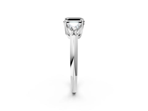 White gold Three-Stone Fancy Black Asscher Cut Cut Diamond Ring with Trillion Side Stones and Four-Prong Setting_13
