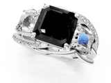 White gold Three-Stone Fancy Black Asscher Cut Cut Diamond Split Shank Prong Set Ring_13