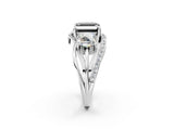 White gold Three-Stone Fancy Black Asscher Cut Cut Diamond Split Shank Prong Set Ring_14